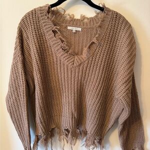 ONE/SIZE Brown Distressed Knit Sweater
